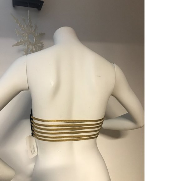 Victoria's Secret black gold silver diamonds embellished bra top 36B - Picture 2 of 5